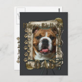 Gelukkige Verjaardag - Stone Paws - Bulldog Briefkaart (Voorkant / Achterkant)