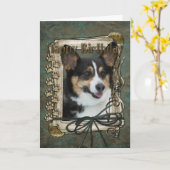 Gelukkige Verjaardag - Stone Paws - Corgi Kaart (Gele Bloem)