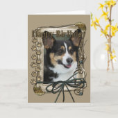 Gelukkige Verjaardag - Stone Paws - Corgi Kaart (Gele Bloem)