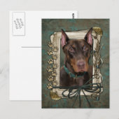 Gelukkige Verjaardag - Stone Paws - Doberman - Roc Briefkaart (Voorkant / Achterkant)