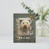 Gelukkige Verjaardag - Stone Paws - GoldenDoodle Briefkaart (Staand voorkant)
