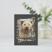 Gelukkige Verjaardag - Stone Paws - GoldenDoodle Briefkaart (Staand voorkant)
