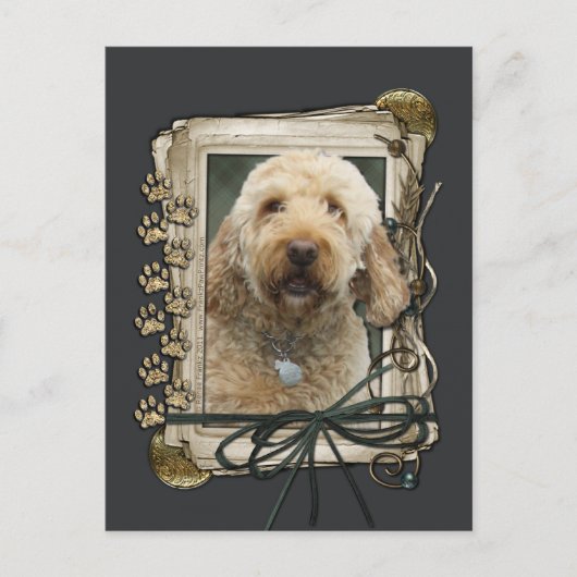 Gelukkige Verjaardag - Stone Paws - GoldenDoodle Briefkaart (Voorkant)