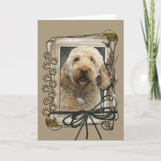 Gelukkige Verjaardag - Stone Paws - GoldenDoodle Kaart (Voorkant)