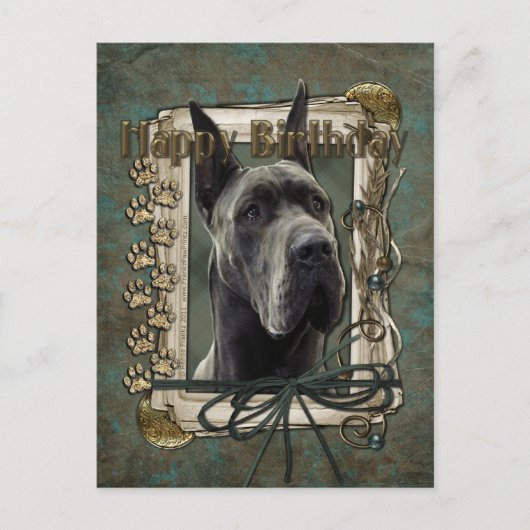 Gelukkige Verjaardag - Stone Paws - Great Dane - G Briefkaart (Voorkant)
