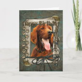 Gelukkige Verjaardag - Stone Paws - Ierse Setter Kaart (Voorkant)