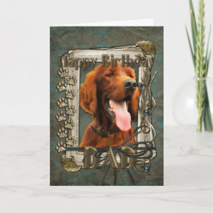 Gelukkige Verjaardag - Stone Paws - Irish Setter - Kaart