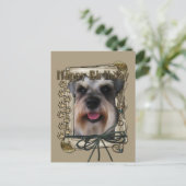 Gelukkige Verjaardag - Stone Paws - Schnauzer Briefkaart (Staand voorkant)