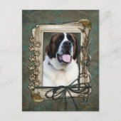 Gelukkige Verjaardag - Stone Paws - St Bernard - M Briefkaart (Voorkant)