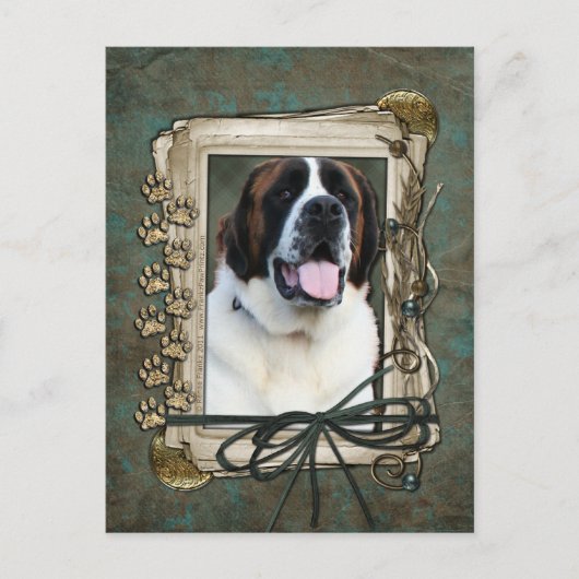 Gelukkige Verjaardag - Stone Paws - St Bernard - M Briefkaart (Voorkant)