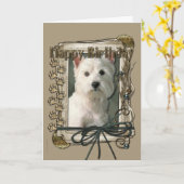 Gelukkige Verjaardag - Stone Paws - West Highland  Kaart (Gele Bloem)