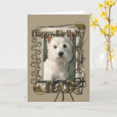 Gelukkige Verjaardag - Stone Paws - Westie - Papa Kaart (Gele Bloem)