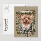Gelukkige verjaardag - Stone Paws - Yorkshire Terr Briefkaart (Voorkant / Achterkant)