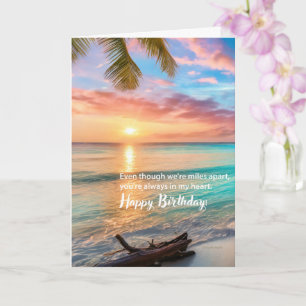 Gelukkige verjaardag, strand, mijlen uit elkaar, m kaart