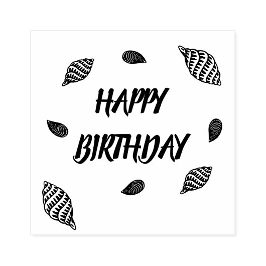 Gelukkige Verjaardag Strand Party Seashells Rubber Rubberstempel (Afrduk)