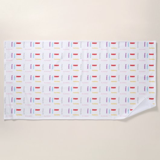 Gelukkige verjaardag strandlaken (Voorkant)