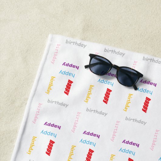 Gelukkige verjaardag strandlaken (In situ)