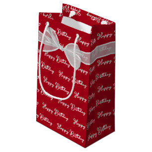 Gelukkige Verjaardag Strik Op Rood Klein Cadeauzakje