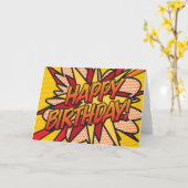 GELUKKIGE VERJAARDAG Stripboek Pop Art Kaart (Gele Bloem)