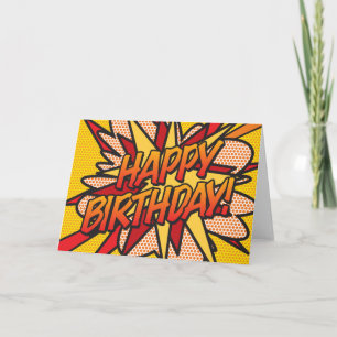 GELUKKIGE VERJAARDAG Stripboek Pop Art Kaart