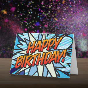 GELUKKIGE VERJAARDAG Stripboek Pop Art Kaart
