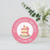 Gelukkige verjaardag, stuk roze Cake Circle Kaart (Staand voorkant)