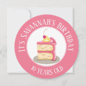 Gelukkige verjaardag, stuk roze Cake Circle Kaart (Voorkant)