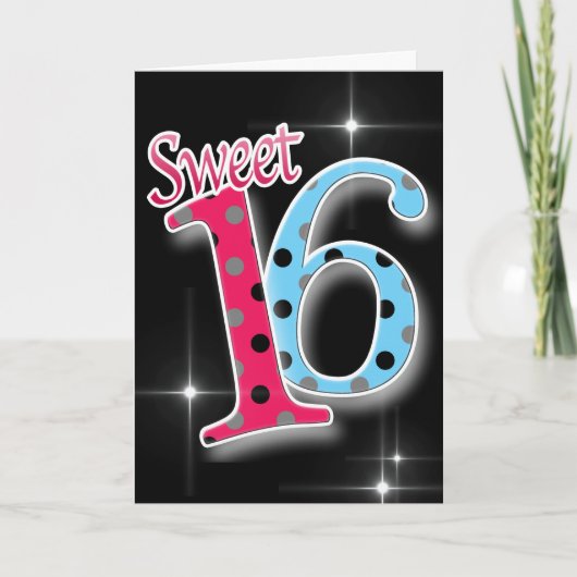 Gelukkige verjaardag Sweet Sixteen 16e Kaart (Voorkant)
