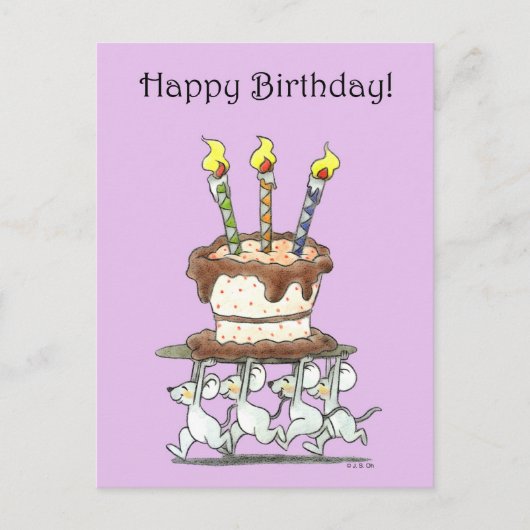 Gelukkige verjaardag! (Taart) Briefkaart (Voorkant)