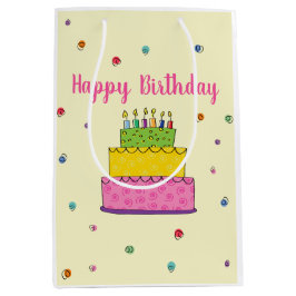Gelukkige verjaardag taart kaars grillig medium cadeauzakje