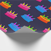 Gelukkige verjaardag, taart met kaarsen, cadeaupapier (Hoek)