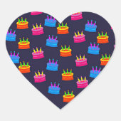 Gelukkige verjaardag, taart met kaarsen, hart sticker (Voorkant)