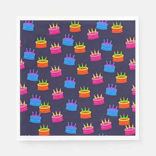 Gelukkige verjaardag, taart met kaarsen, servet (Voorkant)