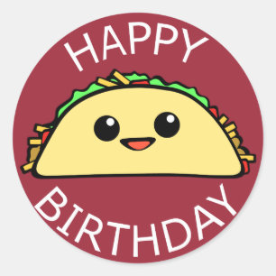 Gelukkige Verjaardag Taco Ronde Sticker