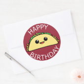 Gelukkige Verjaardag Taco Ronde Sticker (Envelop)