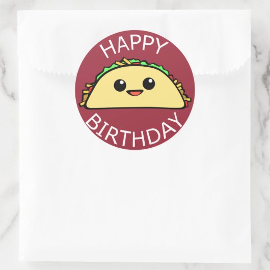Gelukkige Verjaardag Taco Ronde Sticker (Tas)