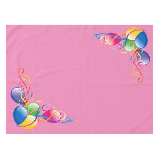 Gelukkige Verjaardag Tafelkleed Ballonnen Roze (Voorkant (Horizontaal))