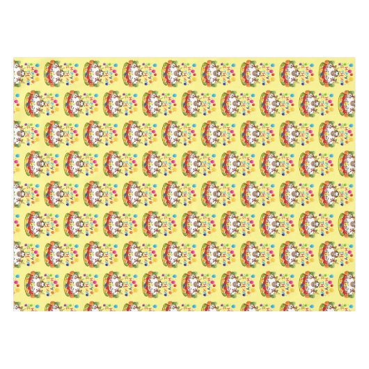 Gelukkige Verjaardag Tafelkleed Fruit Cake Monkeys (Voorkant (Horizontaal))