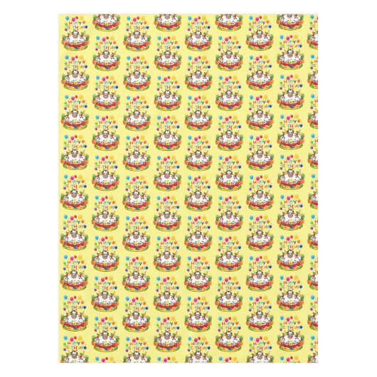 Gelukkige Verjaardag Tafelkleed Fruit Cake Monkeys (Voorkant)