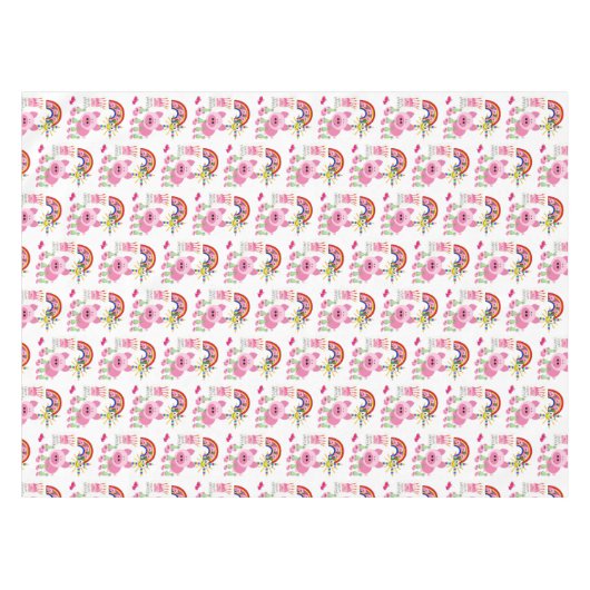 Gelukkige Verjaardag Tafelkleed Roze Varkens (Voorkant (Horizontaal))