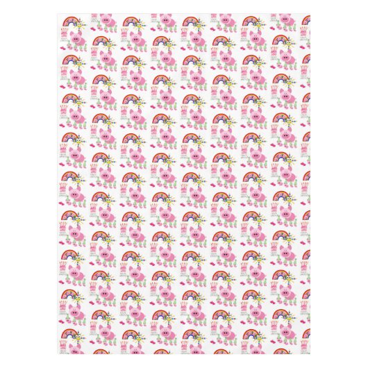 Gelukkige Verjaardag Tafelkleed Roze Varkens (Voorkant)