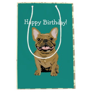 Gelukkige verjaardag - Tan Franse Bulldog Medium Cadeauzakje