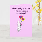 Gelukkige Verjaardag Tante aan Nichtje met Bunny Kaart (Gele Bloem)