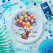 Gelukkige Verjaardag Teckel Ballonnen Papieren Bordje (Feest)