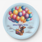 Gelukkige Verjaardag Teckel Ballonnen Papieren Bordje (Voorkant)