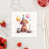 Gelukkige verjaardag Teckel Hond Servet (Insitu)