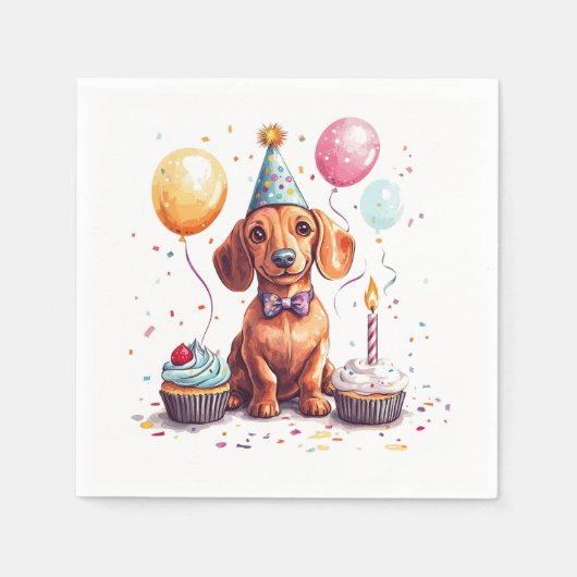 Gelukkige verjaardag Teckel Hond Servet (Voorkant)