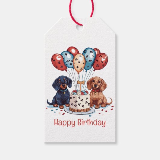 Gelukkige Verjaardag Teckel Honden Cadeaulabel (Voorkant)