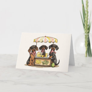 Gelukkige Verjaardag Teckel Honden Lemonade Stand Kaart