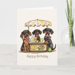 Gelukkige Verjaardag Teckel Honden Lemonade Stand Kaart